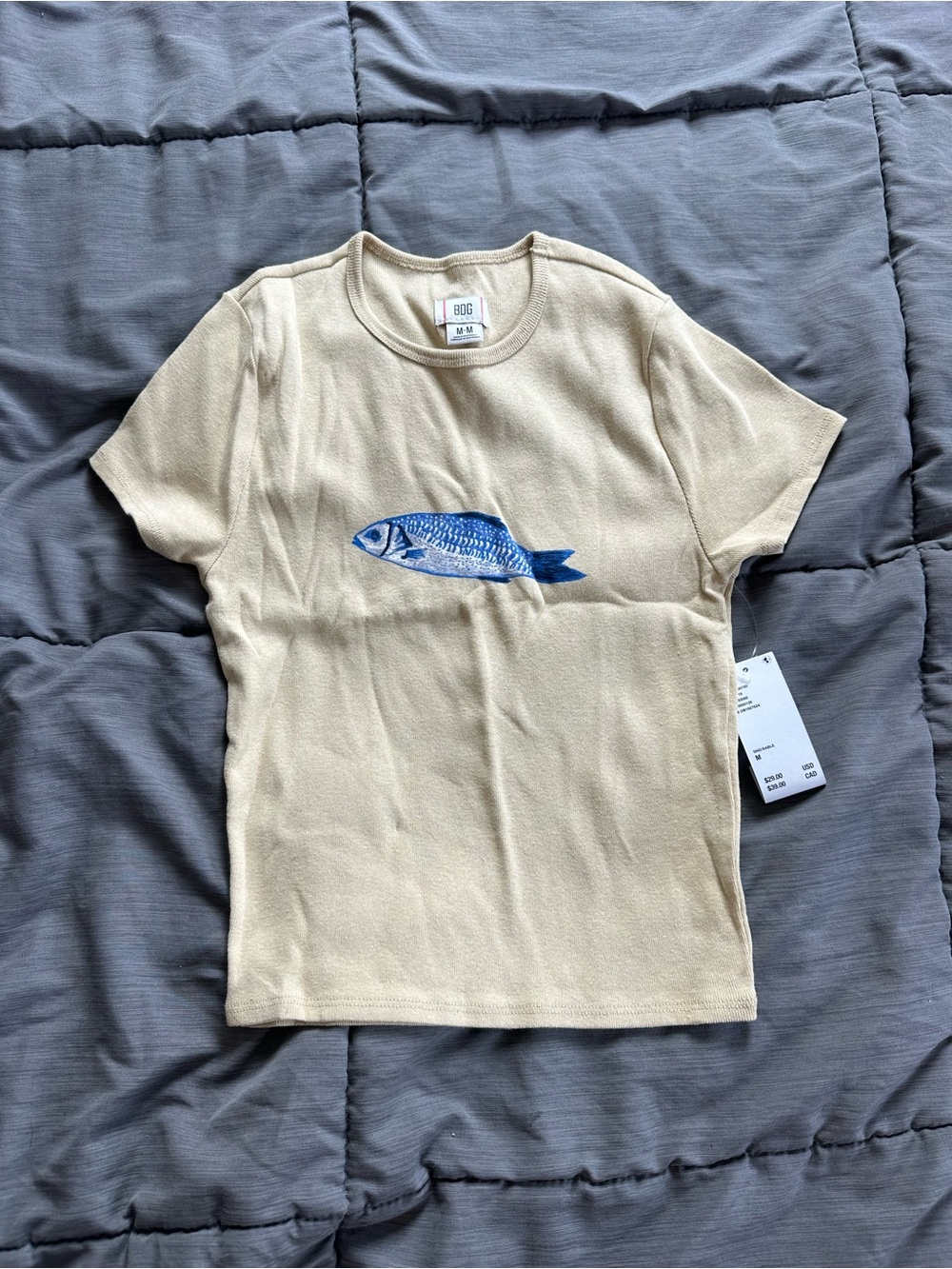 Urban Outfitters Beige Fish Graphic Tee